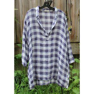 CP Shades - Kendall Tunic in Lightweight Linen Check, Very Oversize Medium